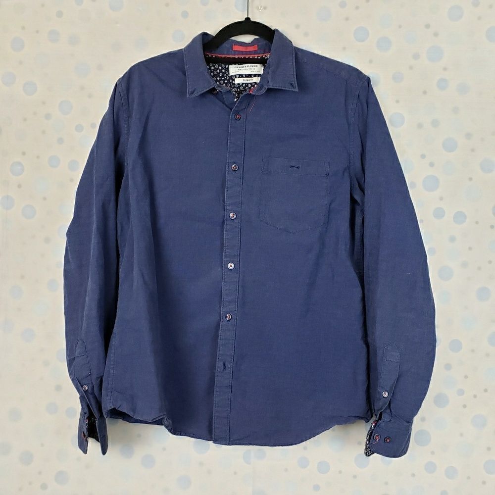Denim and flower dark chambray slim fit